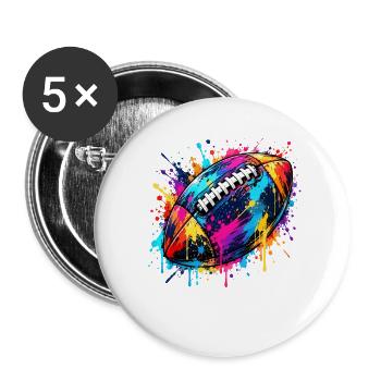 Football Footballspieler, Footballer - Buttons groß 56 mm (5er Pack) - Weiß - Vorne
