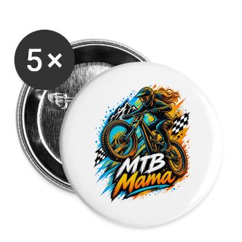 MTB Mania Dirtbike MTB Mama  - Buttons groß 56 mm (5er Pack) - Weiß - Vorne
