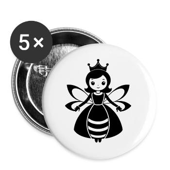 Niedliche Queen Bee - Buttons groß 56 mm (5er Pack) - Weiß - Vorne