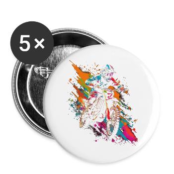 Dirt Bike farbiges Motocross Motorrad Jungen - Buttons groß 56 mm (5er Pack) - Weiß - Vorne