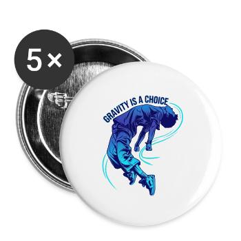 Gravitation ist eine Wahl - Buttons groß 56 mm (5er Pack) - Weiß - Vorne