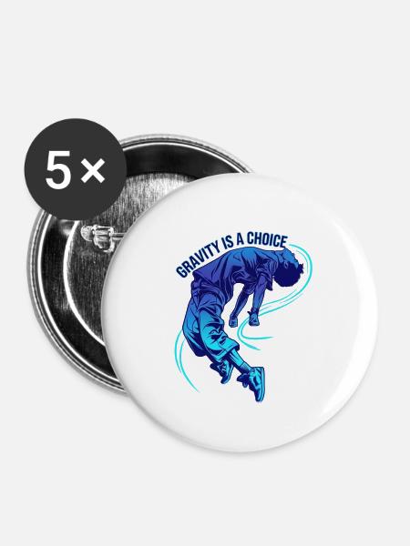 Gravitation ist eine Wahl - Buttons groß 56 mm (5er Pack) - Weiß