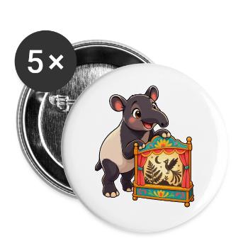Kleiner Tapir mit buntem Schattentheater - Buttons groß 56 mm (5er Pack) - Weiß - Vorne