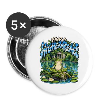 Find a Higher Peace – Meditativer Frosch - Buttons groß 56 mm (5er Pack) - Weiß - Vorne