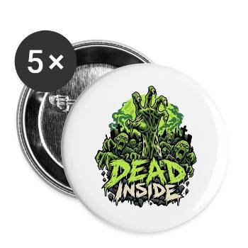 Zombie Hand Dead Inside - Buttons groß 56 mm (5er Pack) - Weiß - Vorne