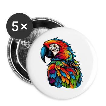 Bunter Papagei Print Tropische Kolorierung - Buttons groß 56 mm (5er Pack) - Weiß - Vorne