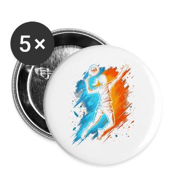 Padel Tennis Padelspieler Damen Mädchen Padel - Buttons groß 56 mm (5er Pack) - Weiß - Vorne