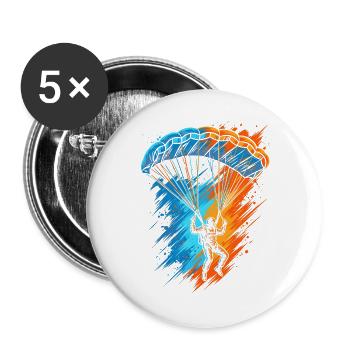 Paragliding Gleitschirmfliegen Herren Gleitschirm - Buttons groß 56 mm (5er Pack) - Weiß - Vorne