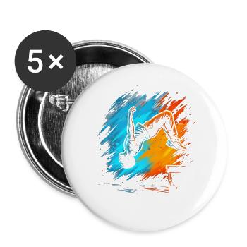 Freerunning Freerunner Herren Parkour Kinder - Buttons groß 56 mm (5er Pack) - Weiß - Vorne