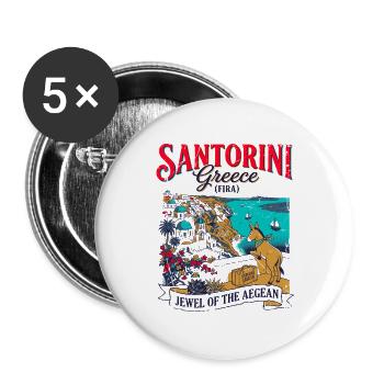 The Of Santorini Greece Fira Aegean Sea Travel - Buttons groß 56 mm (5er Pack) - Weiß - Vorne