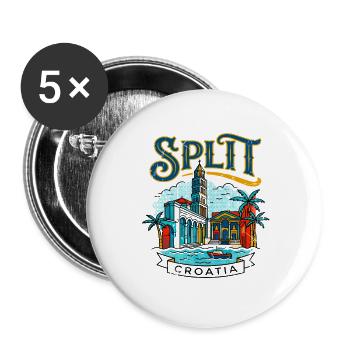 Retro Travel Souvenir From Split Croatia - Buttons groß 56 mm (5er Pack) - Weiß - Vorne