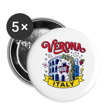 Vintage Verona Italy Travel Typography Aug - Buttons groß 56 mm (5er Pack) - Weiß - Vorne