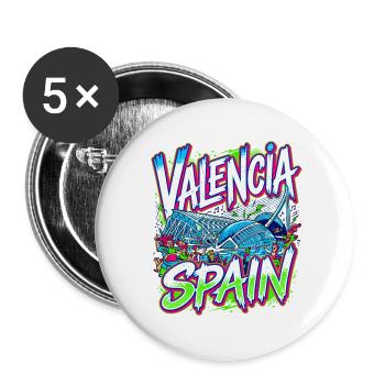 Valencia Spain Vibrant City Festival Travel - Buttons groß 56 mm (5er Pack) - Weiß - Vorne