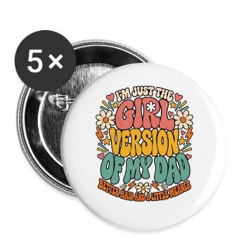 Papa Tochter Witzig Spruch Geschenk - Buttons groß 56 mm (5er Pack) - Weiß - Vorne