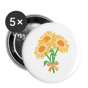 Floristik Florist Blumenhändler Blumenstrauß - Buttons groß 56 mm (5er Pack) - Weiß - Vorne