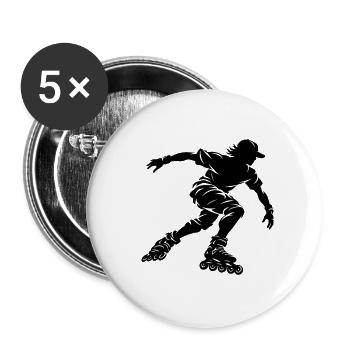 Inline Skating Silhouette beim Freestyle Skaten - Buttons groß 56 mm (5er Pack) - Weiß - Vorne