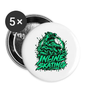 Inline Skating Graffiti mit Inliner im Urban Style - Buttons groß 56 mm (5er Pack) - Weiß - Vorne