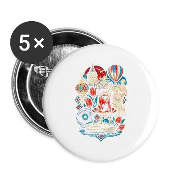 Türkei Türken Türkin Türke Türkiye - Buttons groß 56 mm (5er Pack) - Weiß - Vorne
