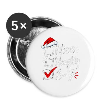 Six Seven Naughty or Nice Christmas Checkbox 6 7 - Buttons groß 56 mm (5er Pack) - Weiß - Vorne