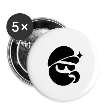 Cooler Pilz mit Sonnenbrille - Buttons groß 56 mm (5er Pack) - Weiß - Vorne
