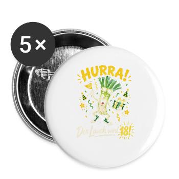 18. Geburtstag Hurra Der Lauch Wird 18 Lustig - Buttons groß 56 mm (5er Pack) - Weiß - Vorne