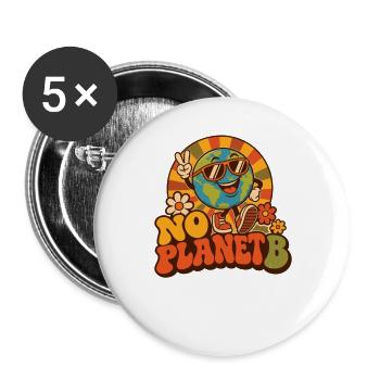 No Planet B – Erde Umweltschutz Retro - Buttons groß 56 mm (5er Pack) - Weiß - Vorne