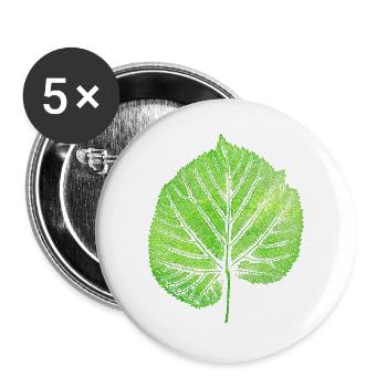Lindenblatt - Blatt Linde / Botanik & Natur - Buttons groß 56 mm (5er Pack) - Weiß - Vorne