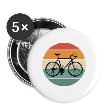 Rennrad Fahrrad Vintage Retro Radsport Motiv - Buttons groß 56 mm (5er Pack) - Weiß - Vorne
