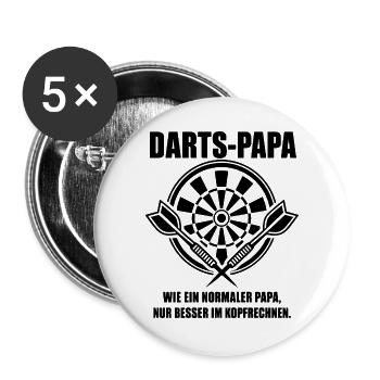 Dartspieler Vater Vatertag Darts Papa Spruch - Buttons groß 56 mm (5er Pack) - Weiß - Vorne
