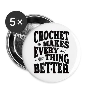 Häkeln  Häklerin Häklerr crochet everything better - Buttons groß 56 mm (5er Pack) - Weiß - Vorne