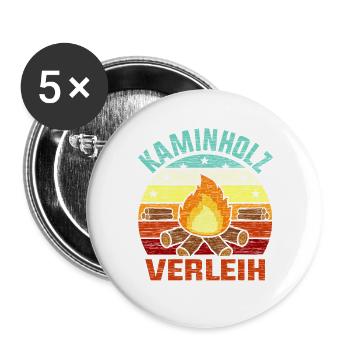 Kaminholz Verleih Holz Verleihen Feuerholz - Buttons groß 56 mm (5er Pack) - Weiß - Vorne