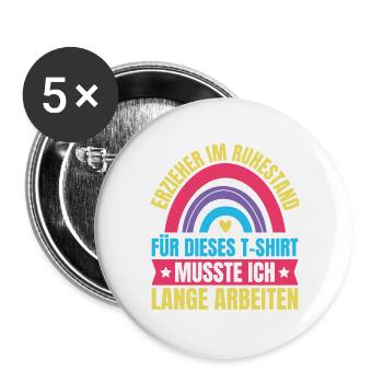 Erzieherin Im Ruhestand Kindergärtnerin - Buttons groß 56 mm (5er Pack) - Weiß - Vorne