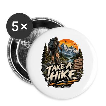 Take A Wander – Bergabenteuer - Buttons groß 56 mm (5er Pack) - Weiß - Vorne