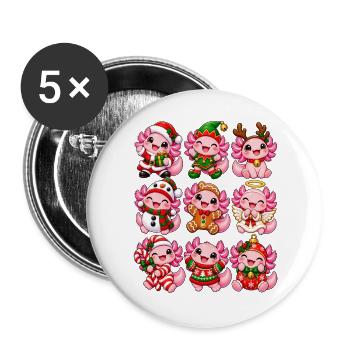 Weihnachtliche Kuschelelfen - Buttons groß 56 mm (5er Pack) - Weiß - Vorne
