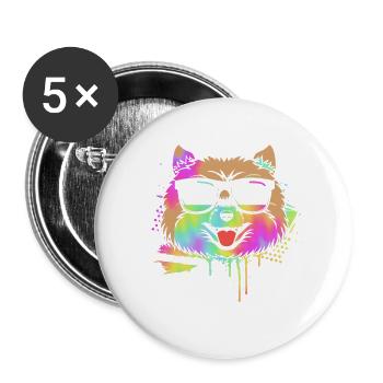 Pomeranian Zwergspitz Hund - Buttons groß 56 mm (5er Pack) - Weiß - Vorne