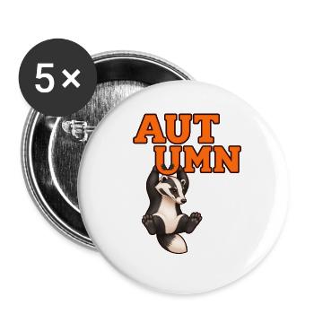 Herbstdachs – Herbst-Wildtierdesign - Buttons groß 56 mm (5er Pack) - Weiß - Vorne