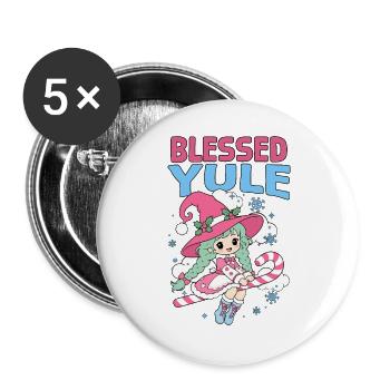 Gesegnete Weihnachtssonnenwende Weihnachtshexe Kawaii - Buttons groß 56 mm (5er Pack) - Weiß - Vorne