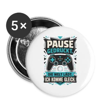 Pause gedrückt – Welt lädt - Buttons groß 56 mm (5er Pack) - Weiß - Vorne