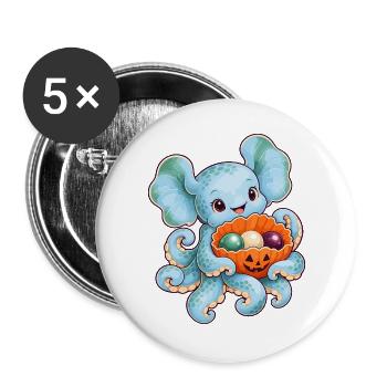 Dumbo-Oktopus mit Kürbismuschel - Buttons groß 56 mm (5er Pack) - Weiß - Vorne