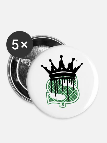 Bargeld ist König - Buttons groß 56 mm (5er Pack) - Weiß