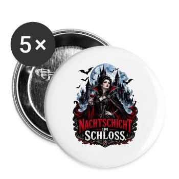 Nachtblick im Schloss Vampirin - Buttons groß 56 mm (5er Pack) - Weiß - Vorne