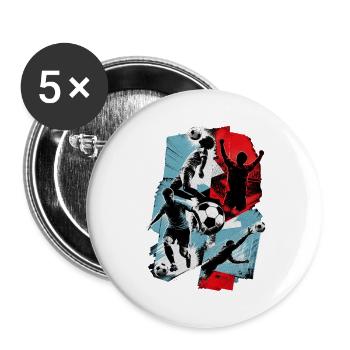 Fußball - Buttons groß 56 mm (5er Pack) - Weiß - Vorne