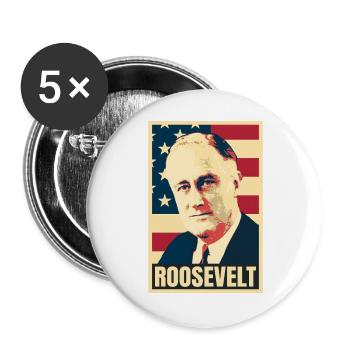 Geschichte des amerikanischen Präsidenten Franklin D. Roosevelt - Buttons groß 56 mm (5er Pack) - Weiß - Vorne