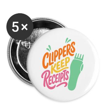 Haarschneider – My Clippers Keep Receipts - Buttons groß 56 mm (5er Pack) - Weiß - Vorne