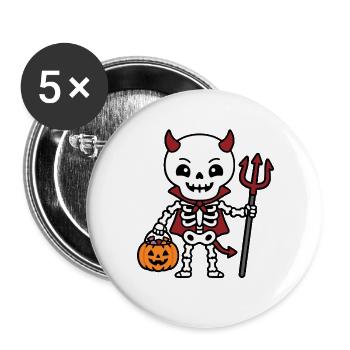 Teufelsskelett Halloween Kürbis Gruseliger Horror-Gif - Buttons groß 56 mm (5er Pack) - Weiß - Vorne