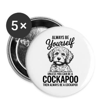 Cockapoo Spruch Hunde Lustiges Cockapoo Geschenk - Buttons groß 56 mm (5er Pack) - Weiß - Vorne