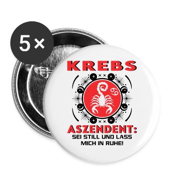 Sternzeichen Krebs Aszendent Geburtstag Astrologie - Buttons groß 56 mm (5er Pack) - Weiß - Vorne