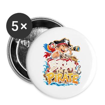 Bruh, ich bin Pirat - Buttons groß 56 mm (5er Pack) - Weiß - Vorne