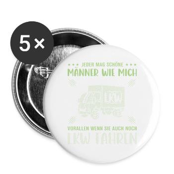 Lkw Fahrer Kraftfahrer LKW-Fahrer - Buttons groß 56 mm (5er Pack) - Weiß - Vorne