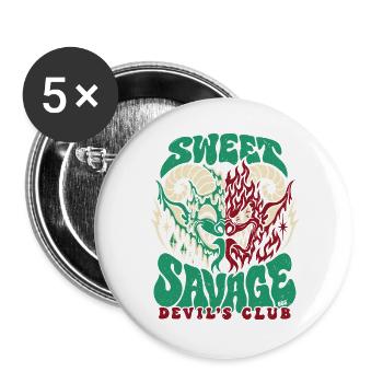 Sweet Savage Devil´s Club 666 - Halloween  - Buttons groß 56 mm (5er Pack) - Weiß - Vorne